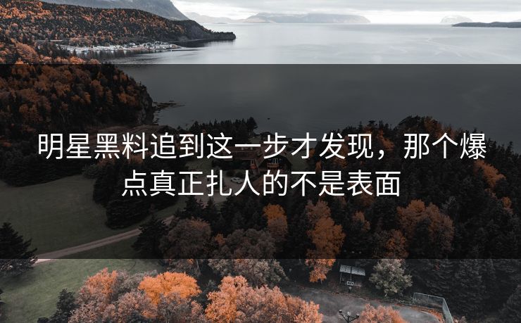 明星黑料追到这一步才发现，那个爆点真正扎人的不是表面