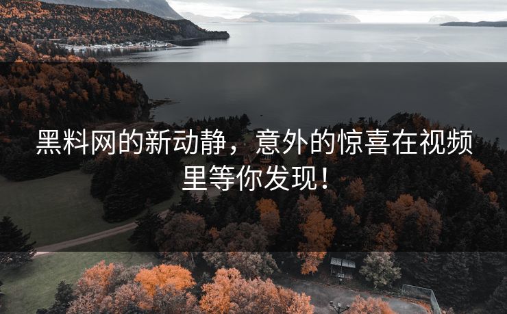 黑料网的新动静，意外的惊喜在视频里等你发现！