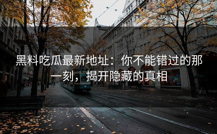 黑料吃瓜最新地址：你不能错过的那一刻，揭开隐藏的真相