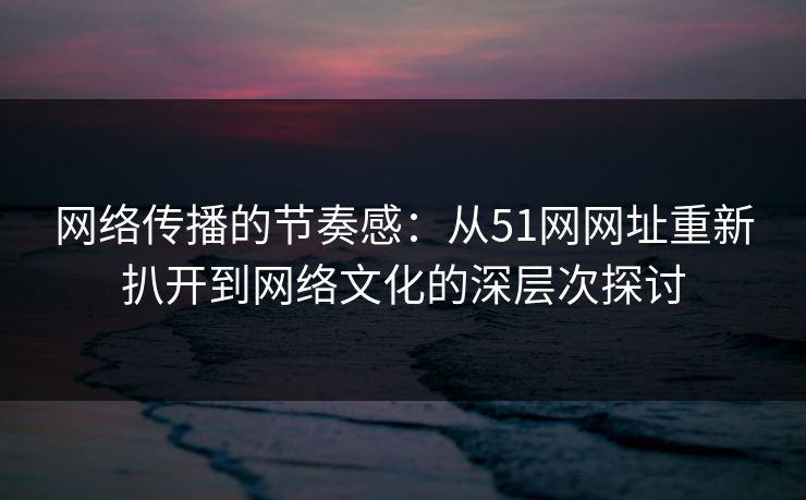 网络传播的节奏感：从51网网址重新扒开到网络文化的深层次探讨